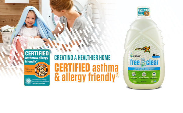 Sweat-X Free and Clear is the first laundry detergent to be Certified asthma & allergy friendly®