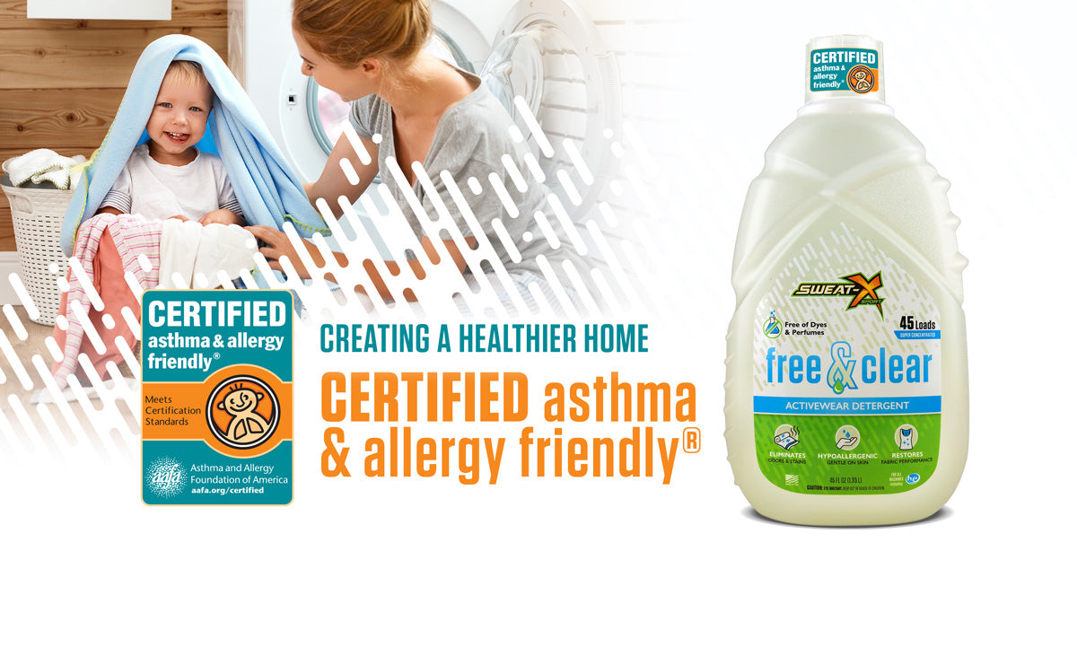 Sweat-X Free and Clear is the first laundry detergent to be Certified asthma &amp; allergy friendly®