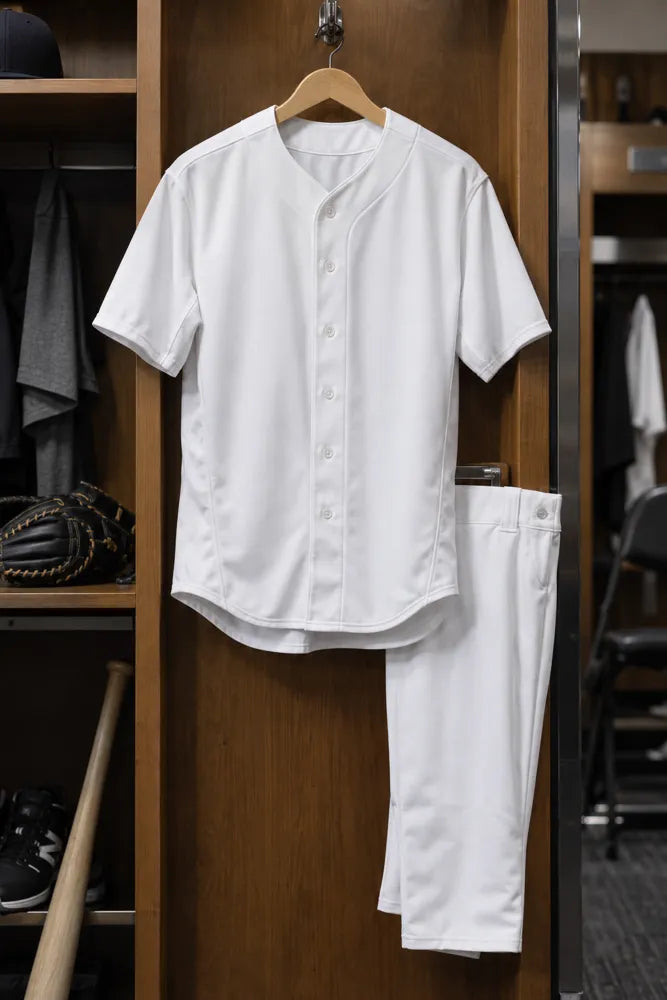 The same white baseball uniform, clean after Sweat X